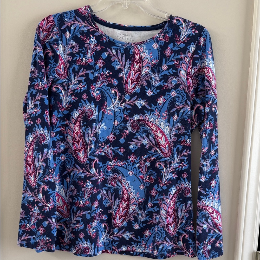 Talbots Multicolor Paisley Long Sleeve Top